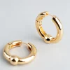 18ct Gold Plated Brass Ball Detail Hoop Earrings