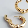 18ct Gold Plated Brass Ball Detail Hoop Earrings