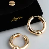 18ct Gold Plated Brass Ball Detail Hoop Earrings