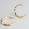 18ct Gold Plated Brass Bamboo Look Open Hoop Earrings