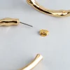18ct Gold Plated Brass Bamboo Look Open Hoop Earrings
