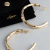 18ct Gold Plated Brass Bamboo Look Open Hoop Earrings