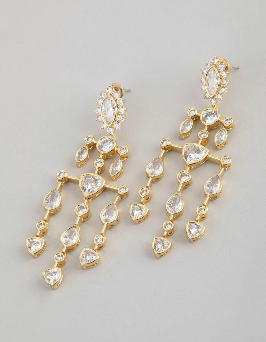 1507-18ct-gold-plated-brass-cubic-zirconia-chandelier-drop-earrings-1.webp 18ct Gold Plated Brass Cubic Zirconia Chandelier Drop Earrings