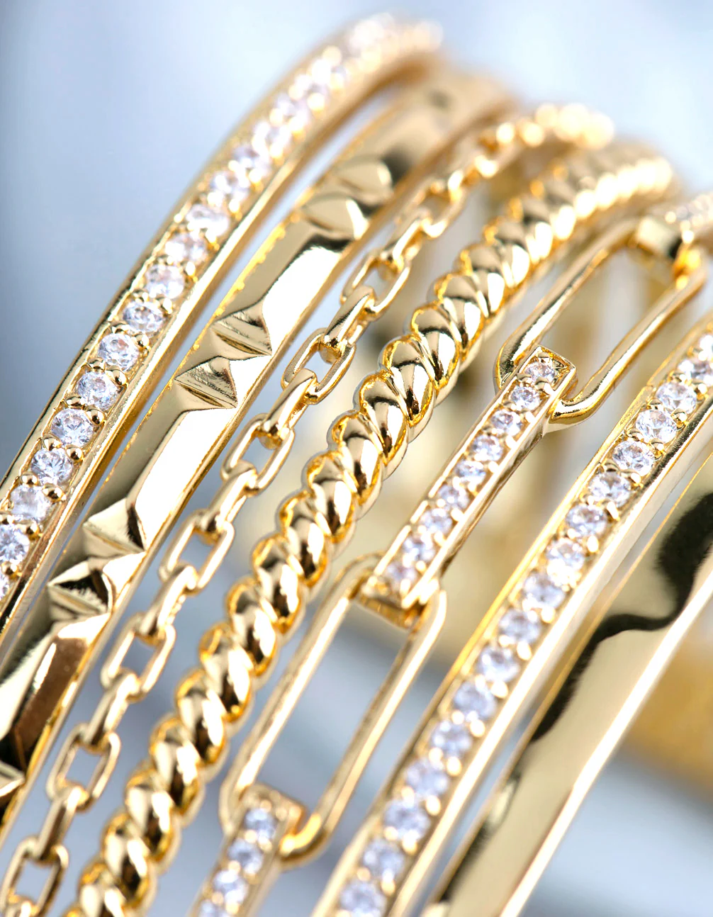 1509-18ct-gold-plated-brass-cubic-zirconia-multi-row-cuff-bracelet-3.webp 18ct Gold Plated Brass Cubic Zirconia Multi Row Cuff Bracelet