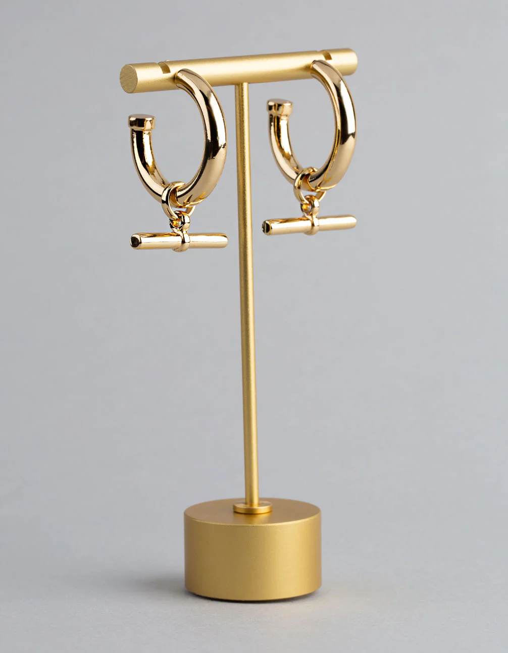 1515-18ct-gold-plated-brass-fob-charm-hoop-earrings-1.webp 18ct Gold Plated Brass Fob Charm Hoop Earrings