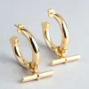 18ct Gold Plated Brass Fob Charm Hoop Earrings
