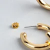 18ct Gold Plated Brass Fob Charm Hoop Earrings