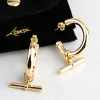 18ct Gold Plated Brass Fob Charm Hoop Earrings
