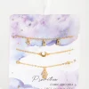 18ct Gold Plated Cubic Zirconia Hamsa & Moon Bracelet Set