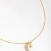 18ct Gold Plated Cubic Zirconia Moon & Star Necklace