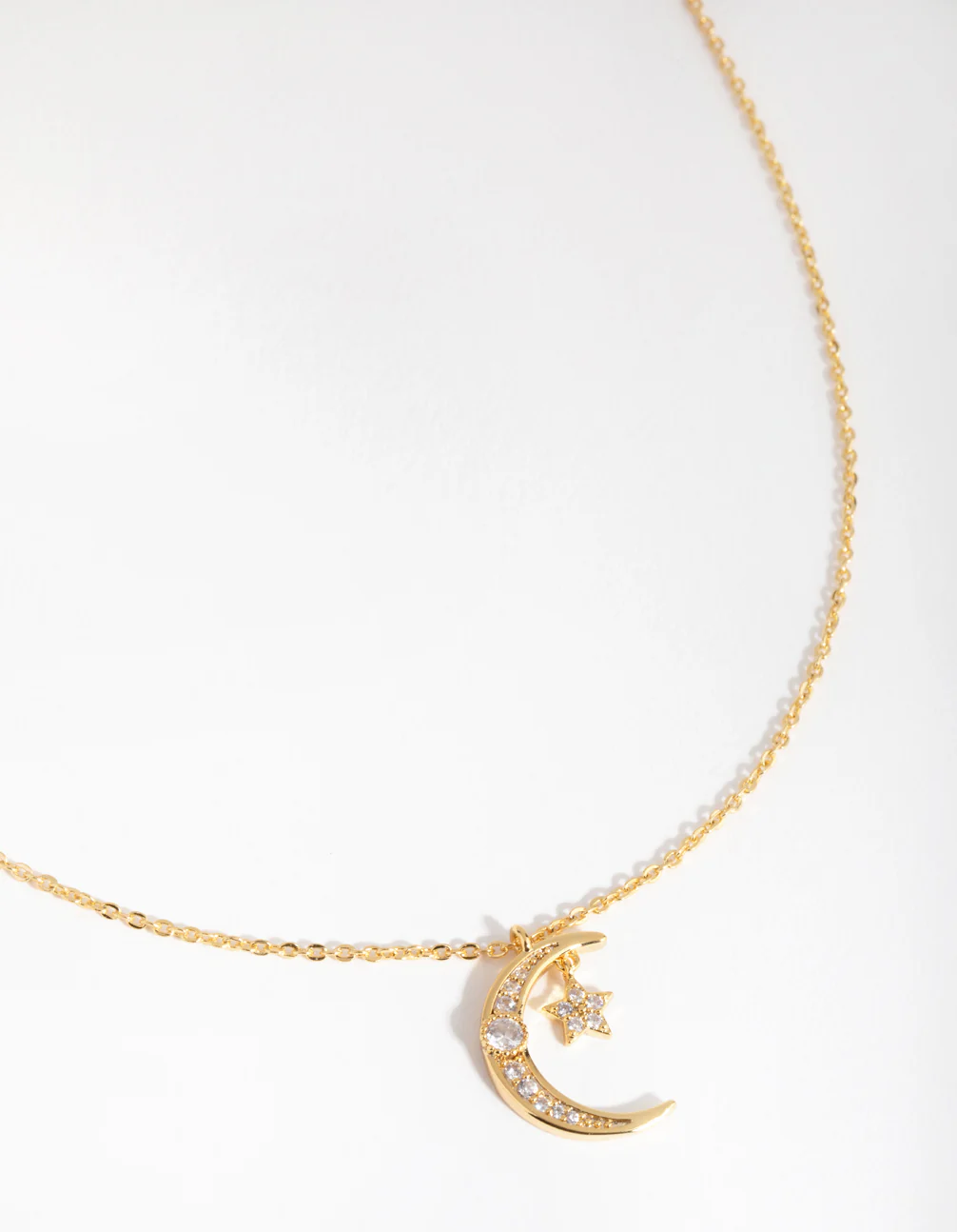 1543-18ct-gold-plated-cubic-zirconia-moon-star-necklace-1.webp 18ct Gold Plated Cubic Zirconia Moon & Star Necklace