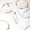 18ct Gold Plated February Amethyst Cubic Zirconia Ring 7-Pack