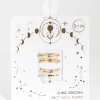 18ct Gold Plated February Amethyst Cubic Zirconia Ring 7-Pack