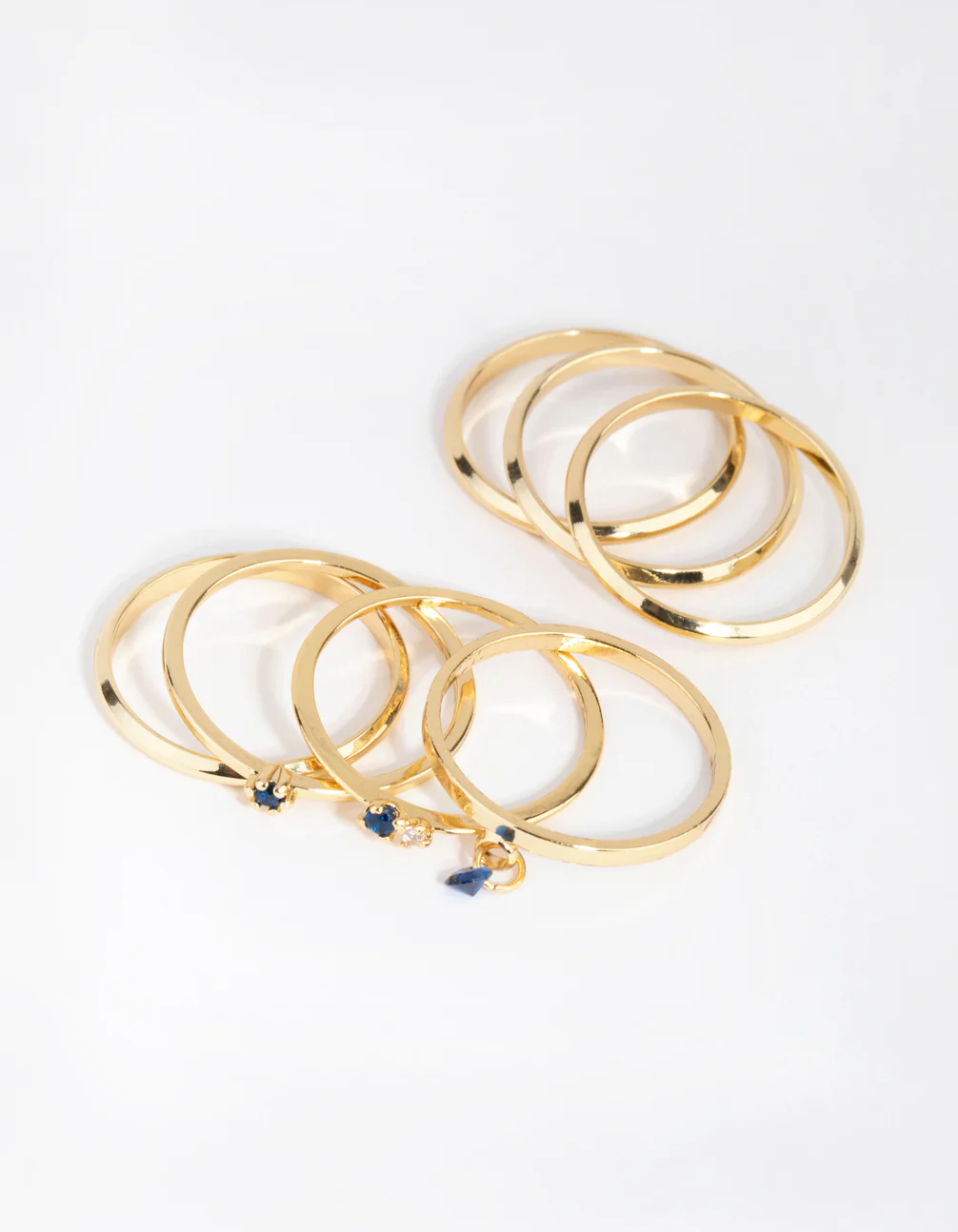 18ct Gold Plated September Sapphire Cubic Zirconia Ring 7-Pack