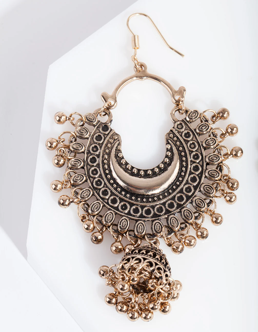 155-antique-gold-bead-drop-jhumka-earrings-2.webp Antique Gold Bead Drop Jhumka Earrings