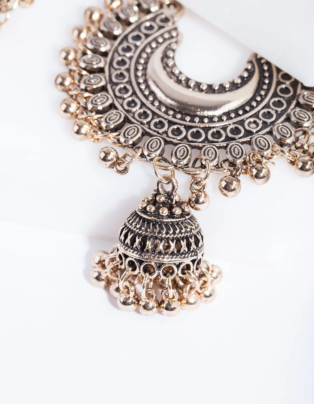 155-antique-gold-bead-drop-jhumka-earrings-3.webp Antique Gold Bead Drop Jhumka Earrings