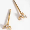 24 Carat Gold Plated Surgical Steel Cubic Zirconia Cluster Stud Earrings