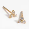 24 Carat Gold Plated Surgical Steel Cubic Zirconia Cluster Stud Earrings