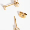 24 Carat Gold Plated Surgical Steel Cubic Zirconia Cluster Stud Earrings