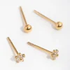 24 Carat Gold Plated Surgical Steel Flower & Ball Pack Stud Earrings