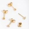 24 Carat Gold Plated Surgical Steel Flower & Ball Pack Stud Earrings