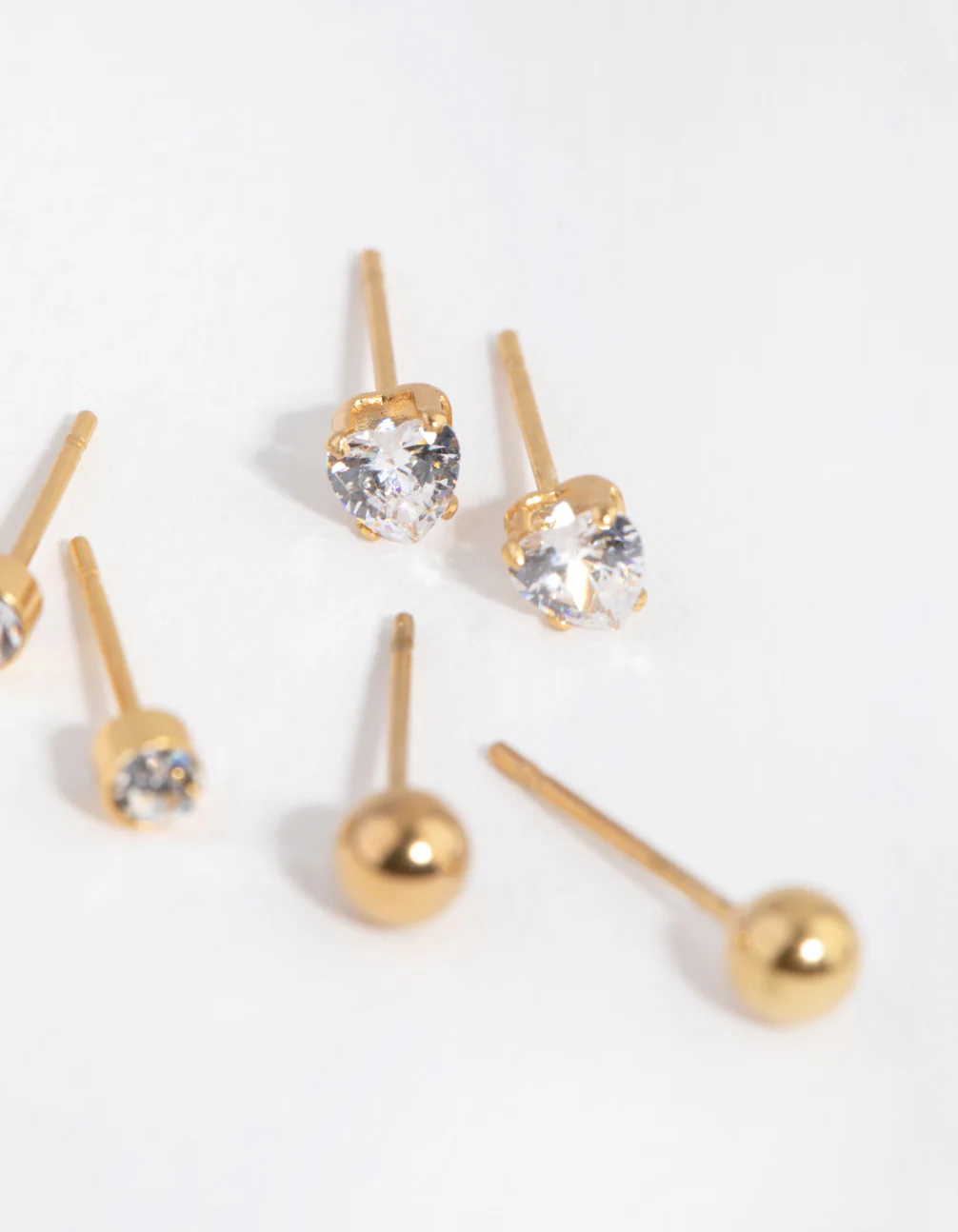 24 Carat Gold Plated Surgical Steel Love Pack Stud Earrings