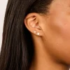 24 Carat Gold Plated Surgical Steel Round Cubic Zirconia Pack Stud Earrings