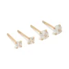 24 Carat Gold Plated Surgical Steel Round Cubic Zirconia Pack Stud Earrings
