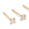 24 Carat Gold Plated Surgical Steel Round Cubic Zirconia Pack Stud Earrings