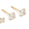 24 Carat Gold Plated Surgical Steel Round Cubic Zirconia Pack Stud Earrings
