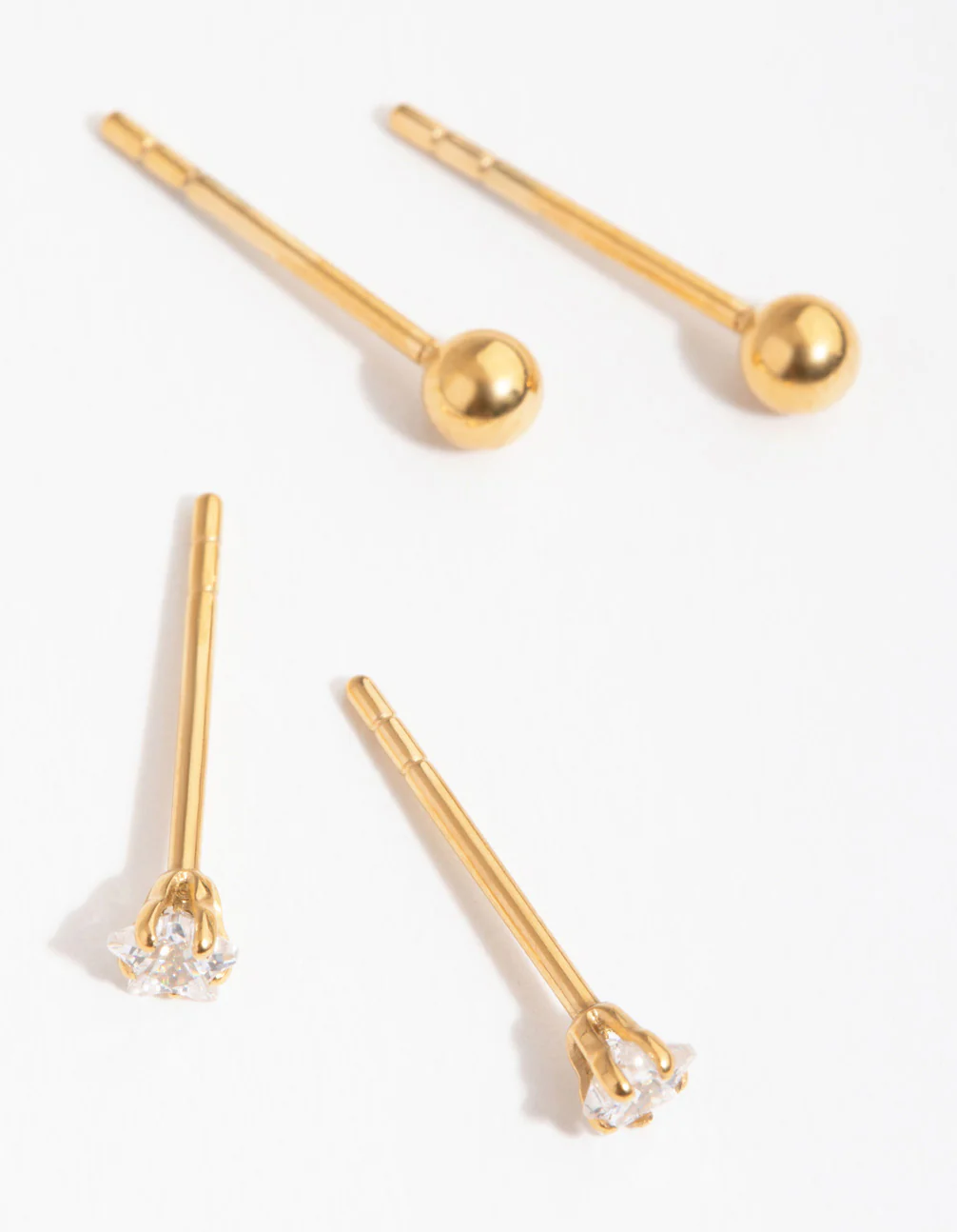 1561-24-carat-gold-plated-surgical-steel-star-ball-pack-stud-earrings-1.webp 24 Carat Gold Plated Surgical Steel Star & Ball Pack Stud Earrings