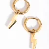 24 Carat Gold Plated Titanium Lightning Huggie Earrings
