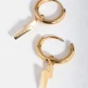 24 Carat Gold Plated Titanium Lightning Huggie Earrings