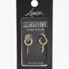 24 Carat Gold Plated Titanium Lightning Huggie Earrings