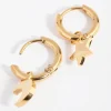 24 Carat Gold Plated Titanium Star & Moon Huggie Earrings