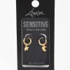 24 Carat Gold Plated Titanium Star & Moon Huggie Earrings