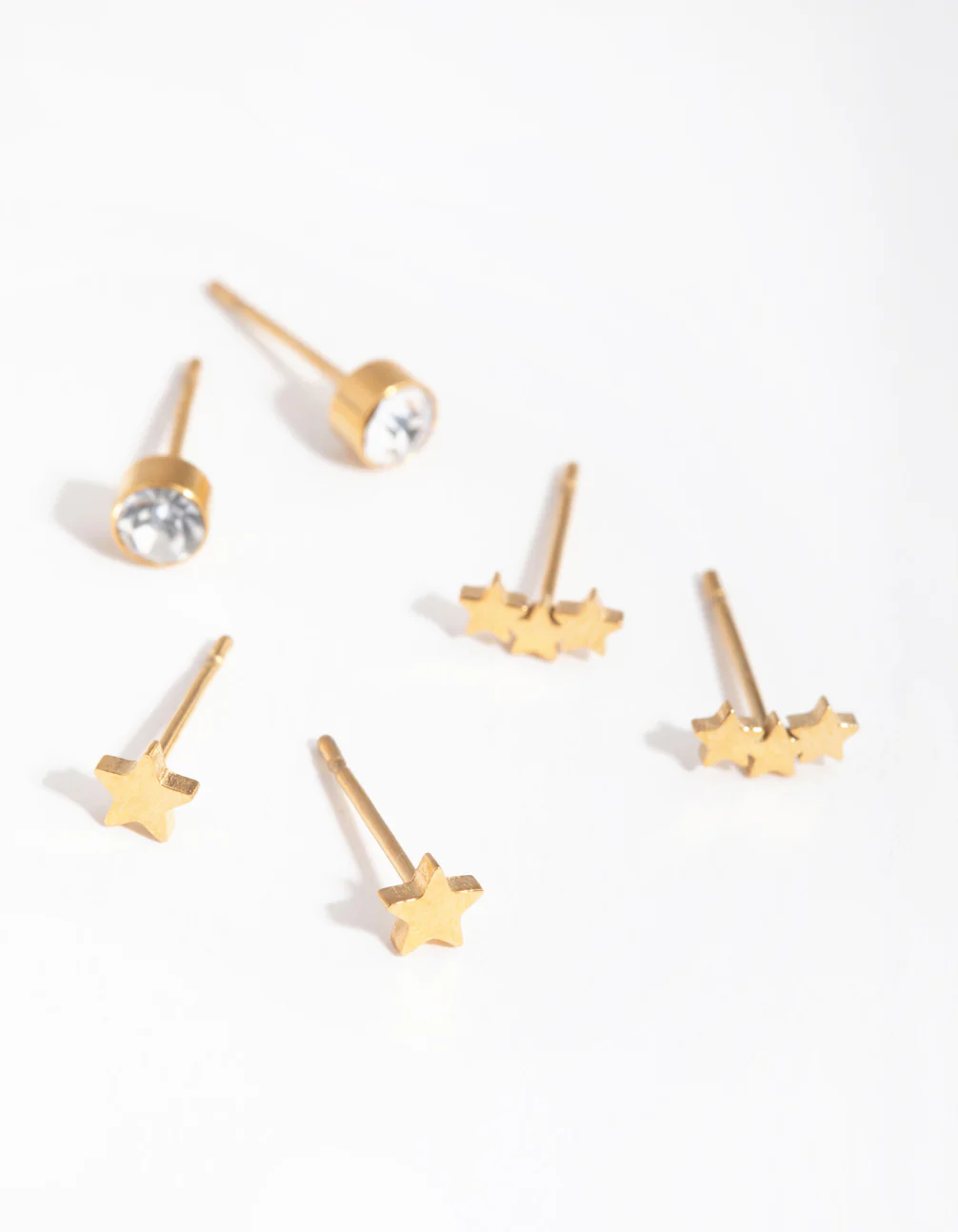 1565-24-carat-gold-plated-titanium-star-pack-stud-earrings-1.webp 24 Carat Gold Plated Titanium Star Pack Stud Earrings