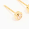 24KT Gold Plated Surgical Stainless Steel 3MM Cubic Zirconia Bezel Piercing Stud