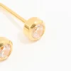 24KT Gold Plated Surgical Stainless Steel 3MM Cubic Zirconia Bezel Piercing Stud