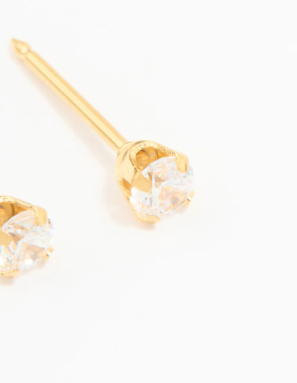 24KT Gold Plated Surgical Stainless Steel 3MM Cubic Zirconia Piercing Stud