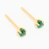 24KT Gold Plated Surgical Stainless Steel 3MM Emerald Cubic Zirconia Piercing Stud