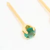 24KT Gold Plated Surgical Stainless Steel 3MM Emerald Cubic Zirconia Piercing Stud
