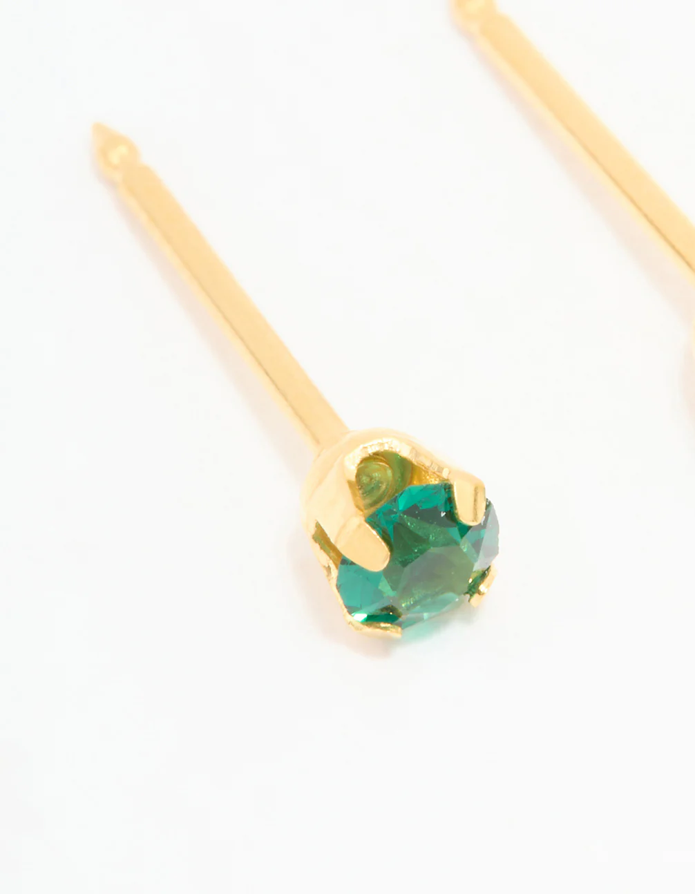 24KT Gold Plated Surgical Stainless Steel 3MM Emerald Cubic Zirconia Piercing Stud
