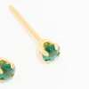 24KT Gold Plated Surgical Stainless Steel 3MM Emerald Cubic Zirconia Piercing Stud