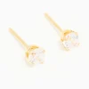 24KT Gold Plated Surgical Stainless Steel 4MM Cubic Zirconia Piercing Stud