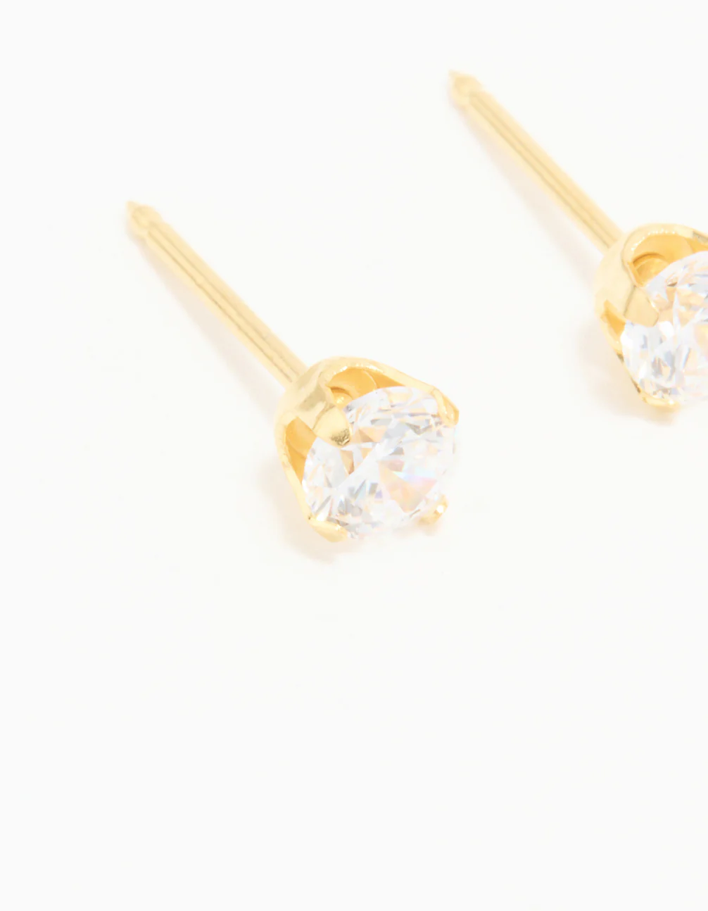 24KT Gold Plated Surgical Stainless Steel 4MM Cubic Zirconia Piercing Stud