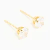 24KT Gold Plated Surgical Stainless Steel 5MM Cubic Zirconia Piercing Stud