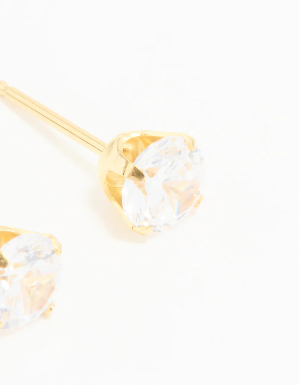 24KT Gold Plated Surgical Stainless Steel 5MM Cubic Zirconia Piercing Stud