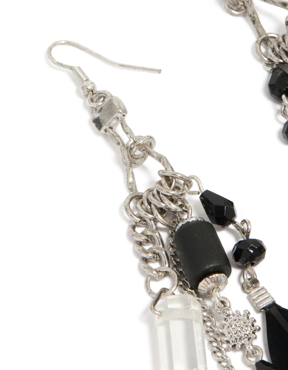 160-antique-silver-black-feather-chain-drop-earrings-2.webp Antique Silver Black Feather & Chain Drop Earrings