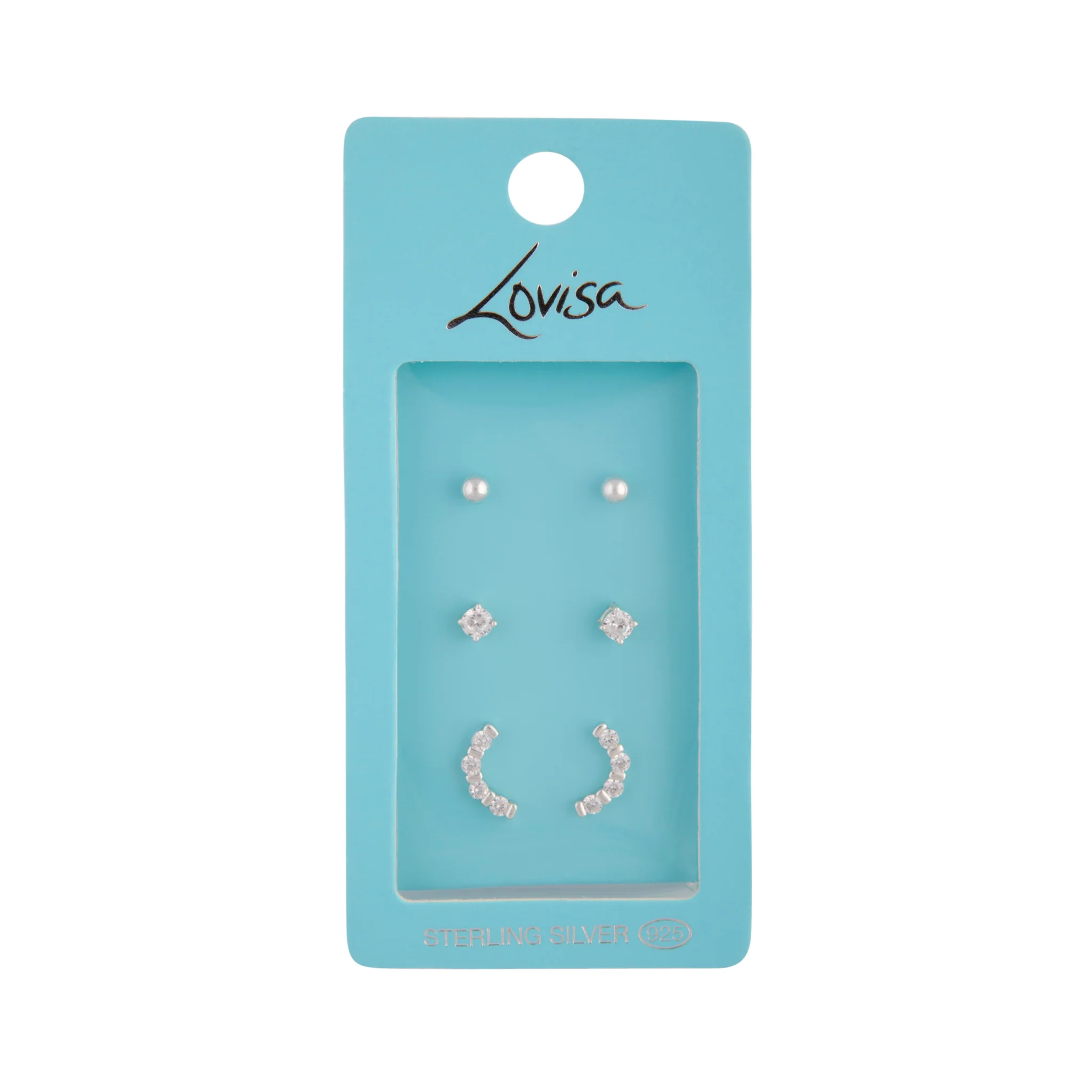 925 Sterling Silver Diamante Stud Earring Pack